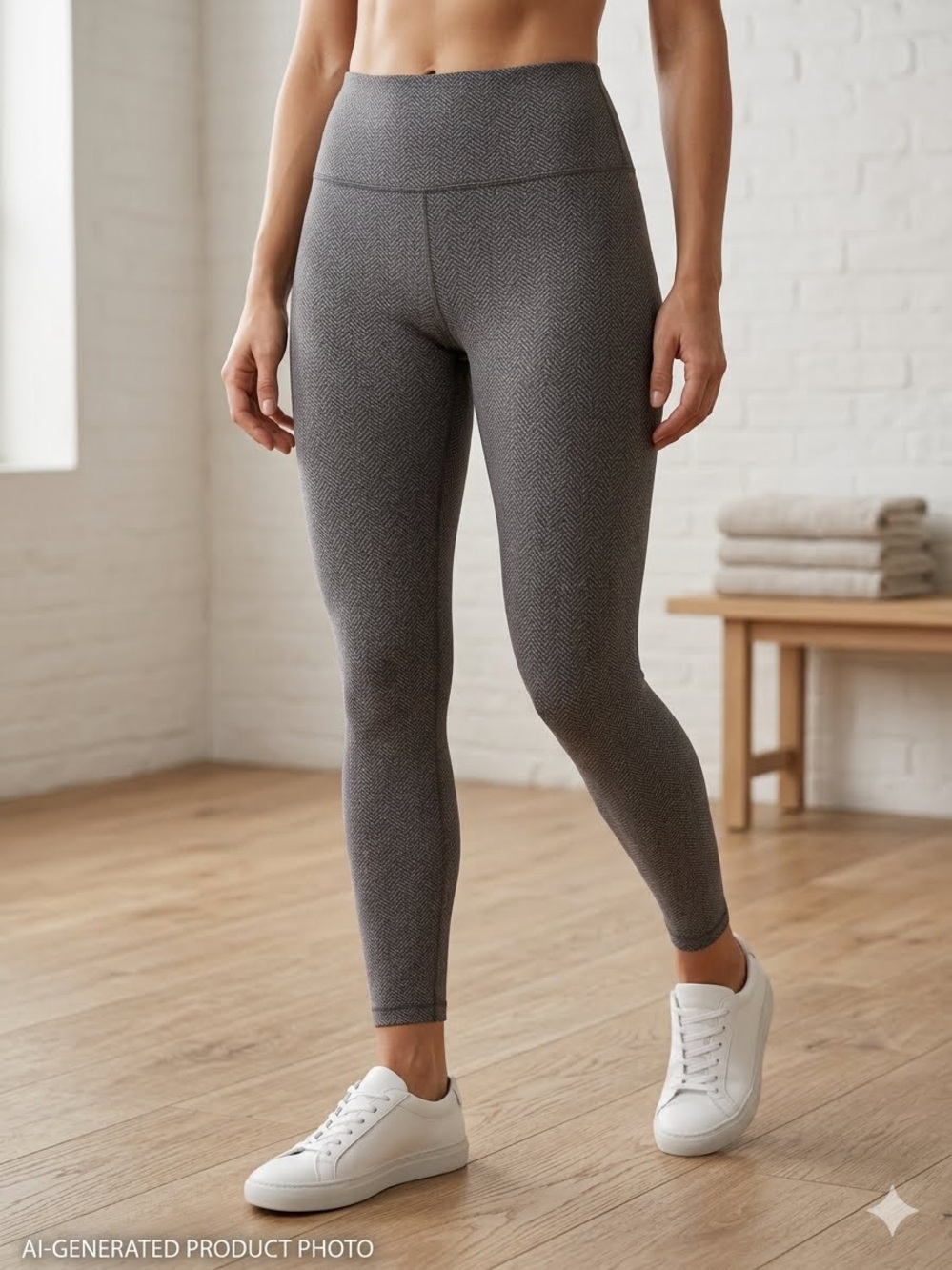 Athleta Women’s Gray Herringbone High Rise Ankle Leggings Stretch Yoga S